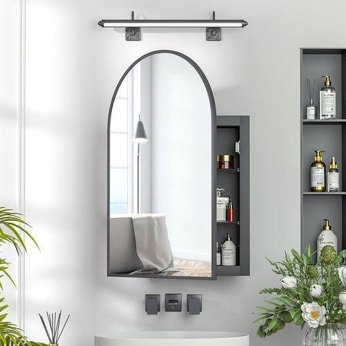 Arched bathroom mirror - bathroom, cabinet