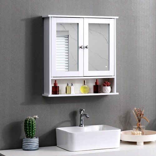 White bathroom mirror - mirror, cabinet